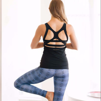 Black color tank with intricate strappy back wholesale cheap black plain tank top