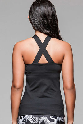 OEM wholesale leather and mesh panel sports women gym tank top