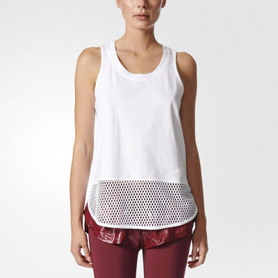 top quality wholesale high neckline mesh woman plain white tank top