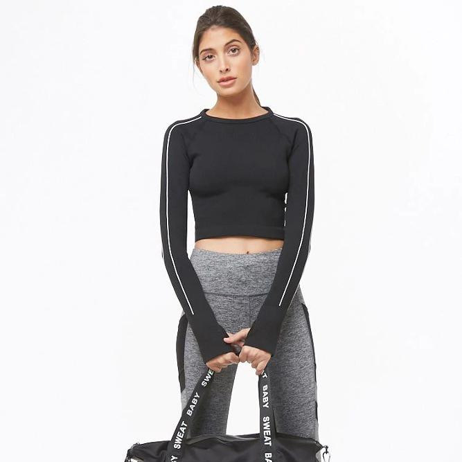 Active wear women new design long sleeve fitness wear crop top