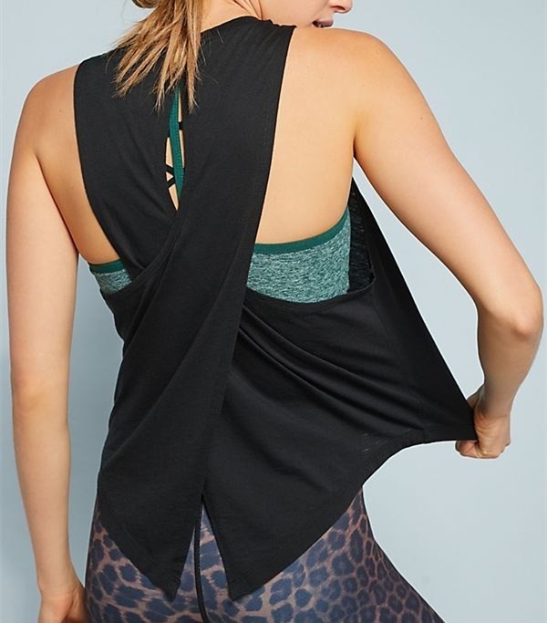 Nylon spandex fitness loose gym tops women sleeveless workout shirt