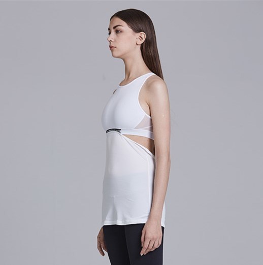 Customized unique zip separated top sexy open back custom gym tank top