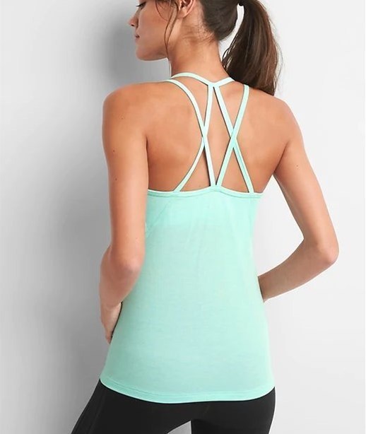 New design custom logo cross back girls gym tank top