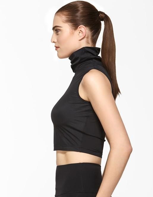 Latest design high neck ladies black crop top