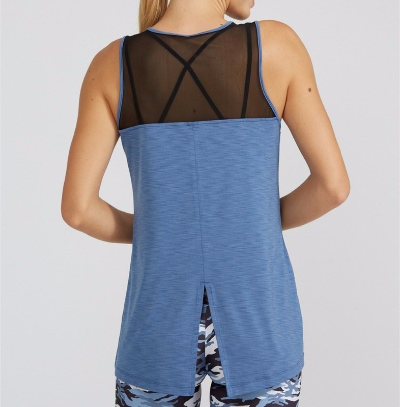 OEM customized tank top with breathable mesh decoration mesh tank top women