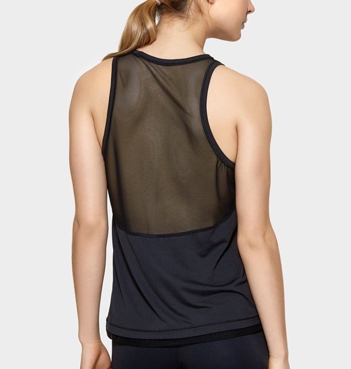 High quality customized tank top sexy back mesh decorated custom tank top