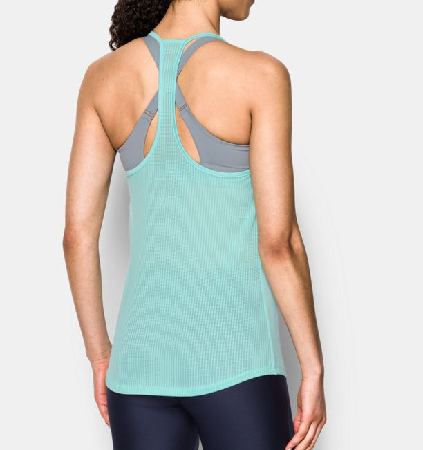 Open hole performance back mesh panel women sport tank top