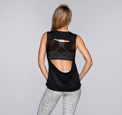 High quality mesh panel back cut out yoga wear women sexy tank top