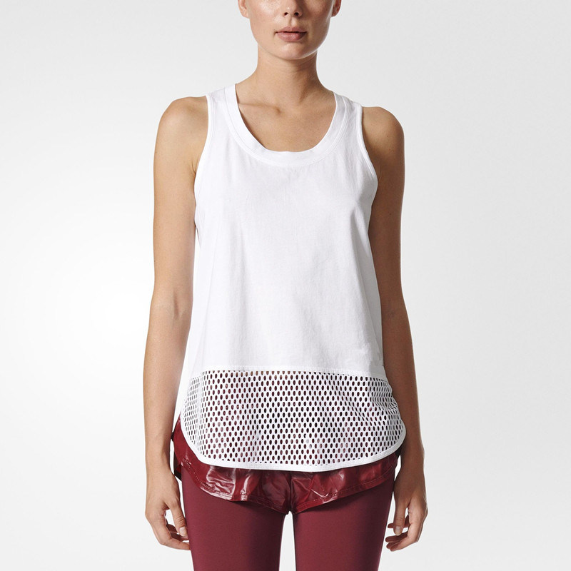 top quality wholesale high neckline mesh woman plain white tank top